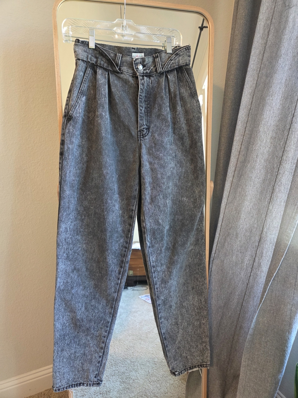 Vintage 80s Rose Denim Acid Wash High Waist Pleated Mom Jeans Size 10 W26